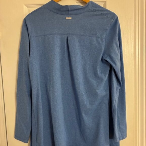 Columbia Women's Blue Cotton Blend Knit Open Front Long Sleeve Cardigan Size L - Picture 2 of 5